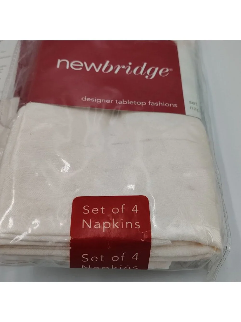 Newbridge Holly Scroll Ivory Cloth Napkins 17x17 Set of 8 Polyester Christmas